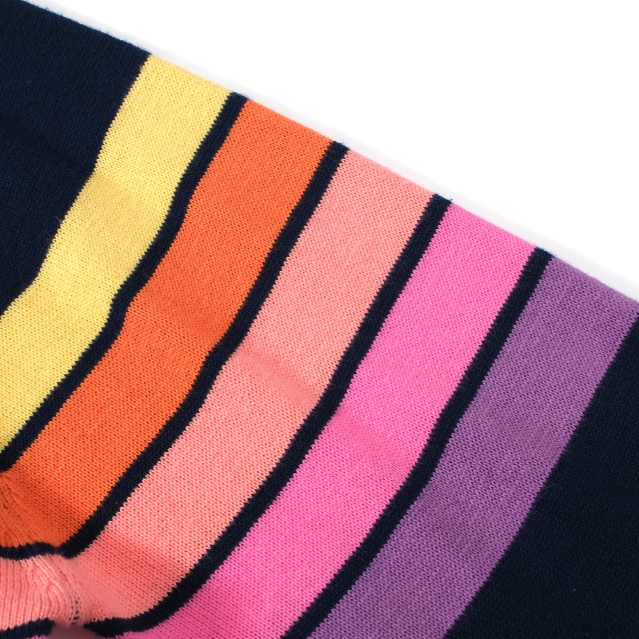 OXKNIT Women Vintage Clothing 1960s Mod Style Casual Rainbow Stripe Knit Dark Blue Retro T-shirts