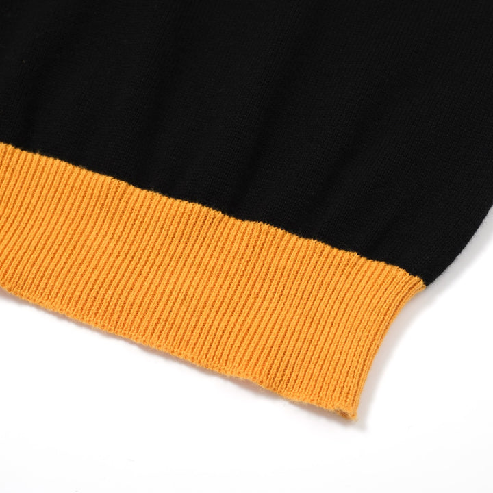 OXKNIT Women Vintage Clothing 1960s Mod Style Casual Yellow Pigeon Knitted Black Short Sleeves Knitwear Retro Tshirt