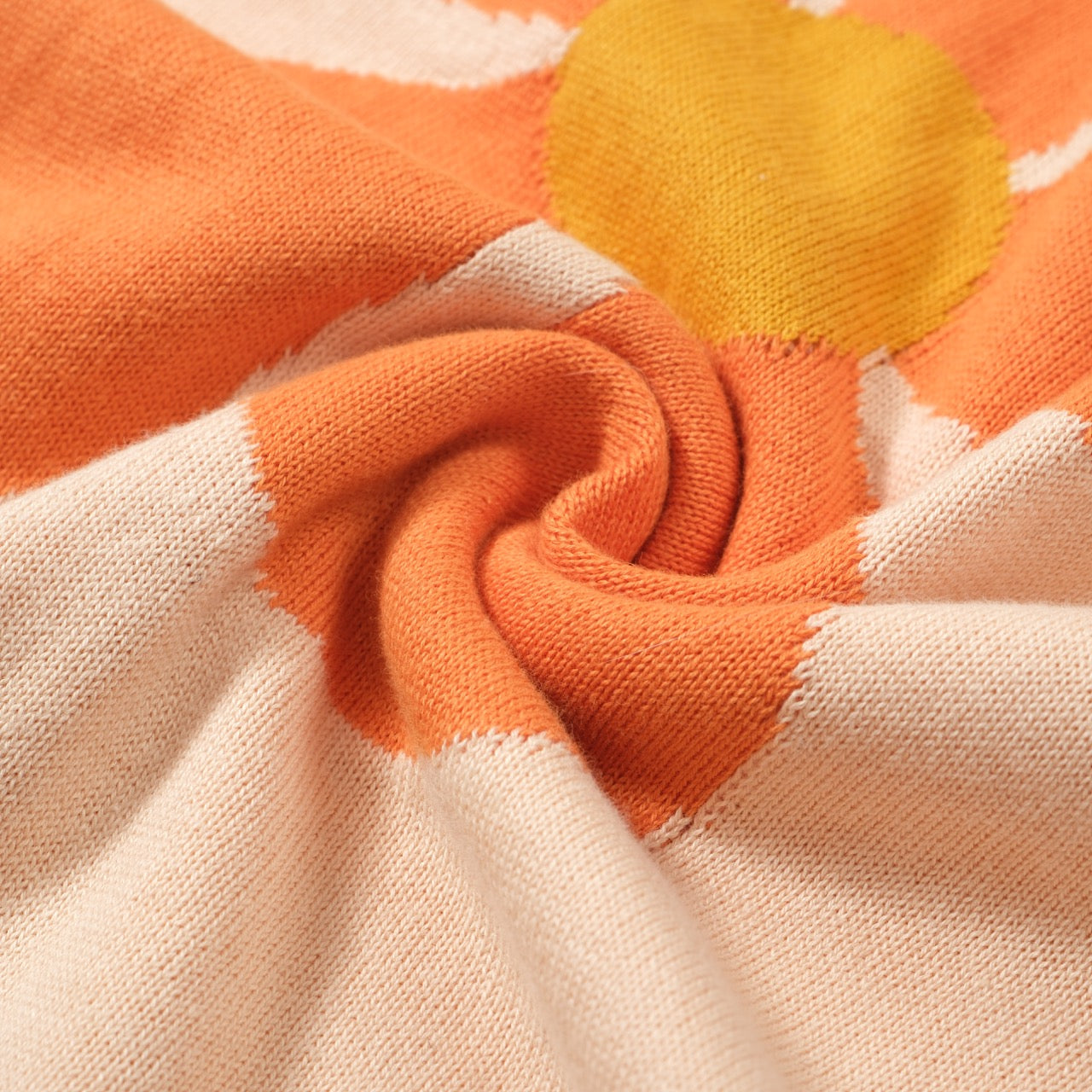 OXKNIT Women Vintage Clothing 1960s Mod Style Orange Flower Knitted Short Sleeves Retro Tshirts