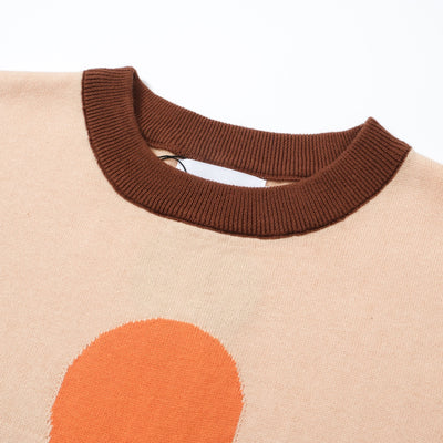 OXKNIT Women Vintage Clothing 1960s Mod Style Orange Flower Knitted Short Sleeves Retro Tshirts