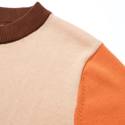 OXKNIT Women Vintage Clothing 1960s Mod Style Orange Flower Knitted Short Sleeves Retro Tshirts
