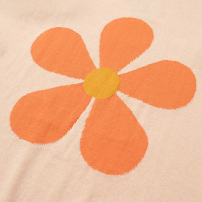 OXKNIT Women Vintage Clothing 1960s Mod Style Orange Flower Knitted Short Sleeves Retro Tshirts