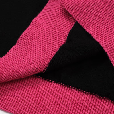 OXKNIT Women Vintage Clothing 1970s Mod Style Casual Black & Pink Knitted Short Sleeves Knitwear Retro Tshirt