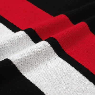 OXKNIT Women Vintage Clothing 1970s Mod Style Casual Chest Red & White Knitted Short Sleeves Knitwear Retro Tshirt