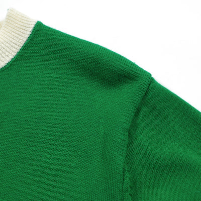 OXKNIT Women Vintage Clothing 1970s Mod Style Casual Green Knitted Short Sleeves Knitwear Retro Tshirt