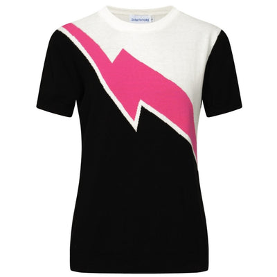 OXKNIT Women Vintage Clothing 1970s Mod Style Casual Pink Lightng Knitted Short Sleeves Knitwear Retro Tshirt