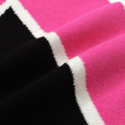 OXKNIT Women Vintage Clothing 1970s Mod Style Casual Pink Lightng Knitted Short Sleeves Knitwear Retro Tshirt