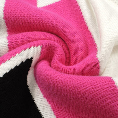 OXKNIT Women Vintage Clothing 1970s Mod Style Casual Pink Lightng Knitted Short Sleeves Knitwear Retro Tshirt