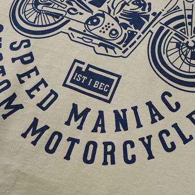 Men's casual retro motorcycle print color block short-sleeved T-shirt