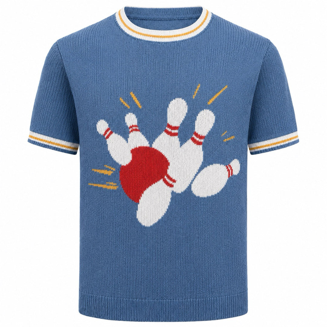 Herre Aprikos Vintage Ocean Art Jacquard Polo Striktrøje