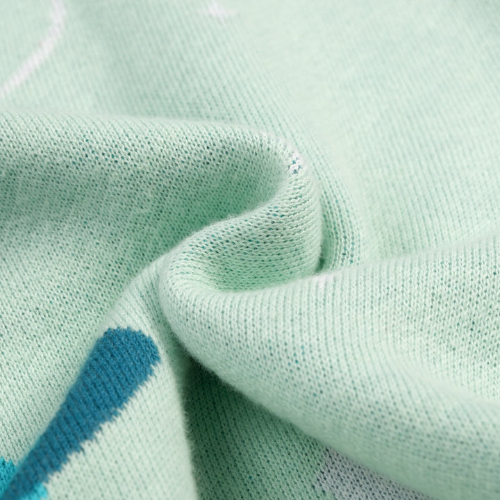 Women's Green Space Age Retro Jacquard Knit T-Shirt - Designed by Tala Hunt