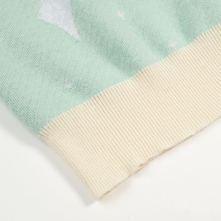 Women's Green Space Age Retro Jacquard Knit T-Shirt - Designed by Tala Hunt