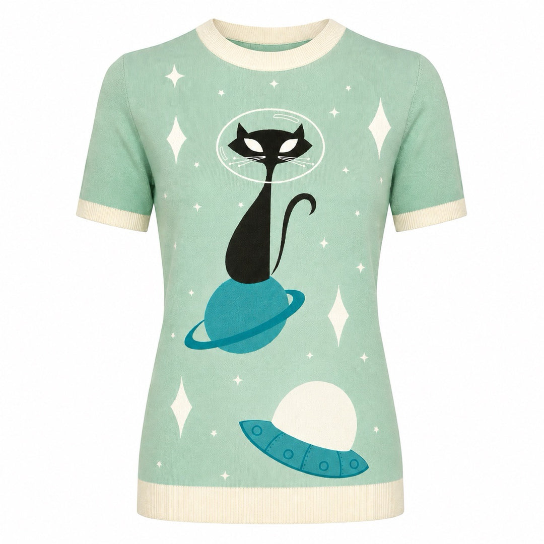 Camiseta de punto jacquard a rayas de mujer de color marrón