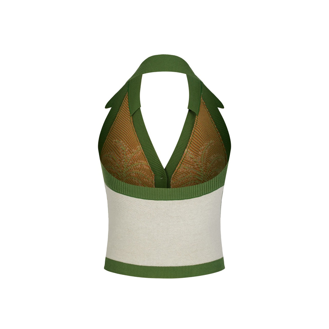 Dame Aprikos Tropisk Retro Stil Camisole Strik Vest