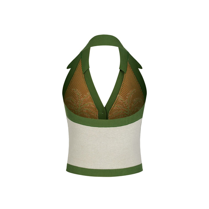 Dame Aprikos Tropisk Retro Stil Camisole Strik Vest