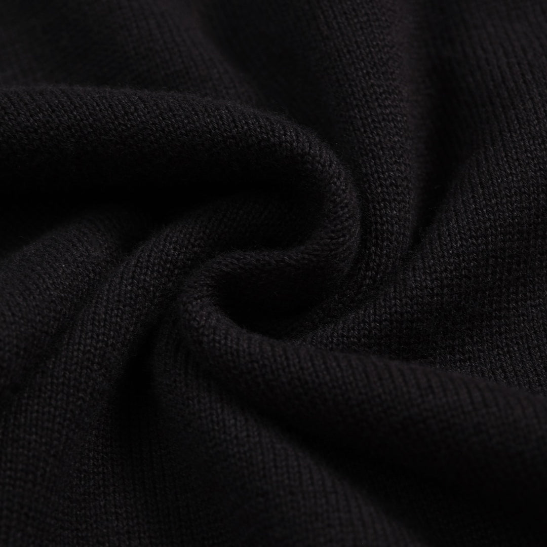 Cardigan da donna nero minimalista in maglia con arte moderna