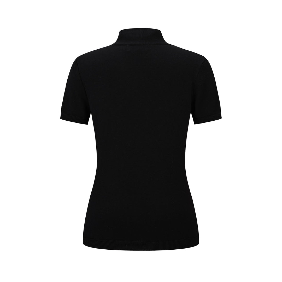 Cardigan da donna nero minimalista in maglia con arte moderna