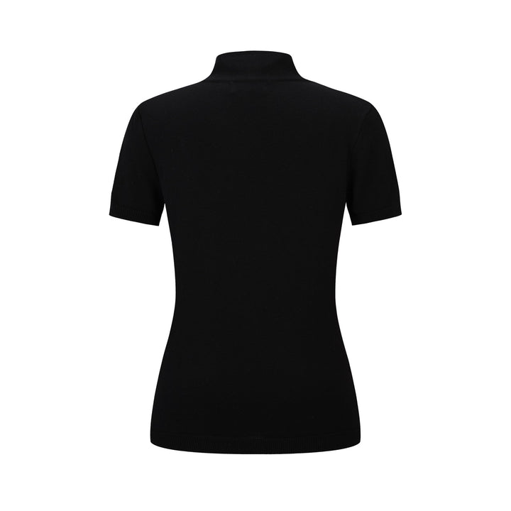 Cardigan da donna nero minimalista in maglia con arte moderna