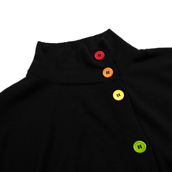 Cardigan da donna nero minimalista in maglia con arte moderna