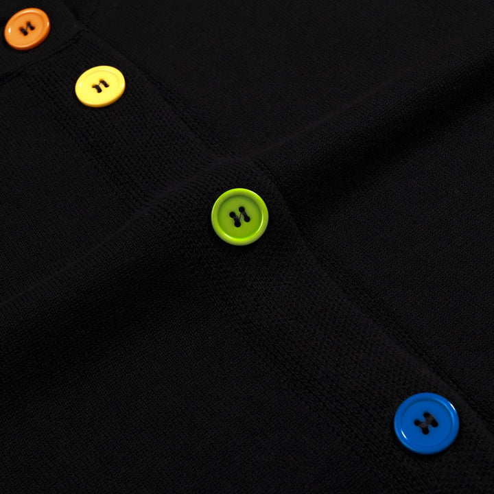 Cardigan da donna nero minimalista in maglia con arte moderna