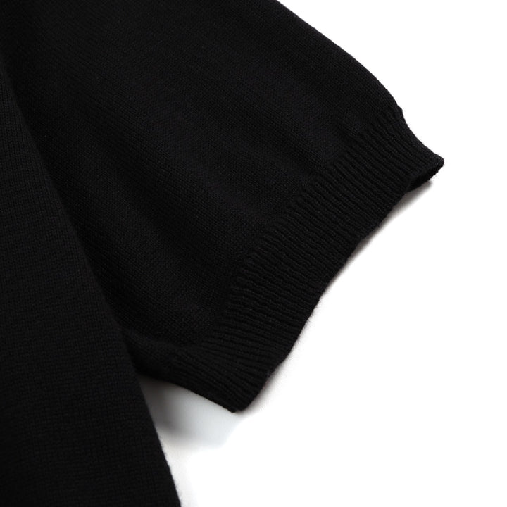 Cardigan da donna nero minimalista in maglia con arte moderna