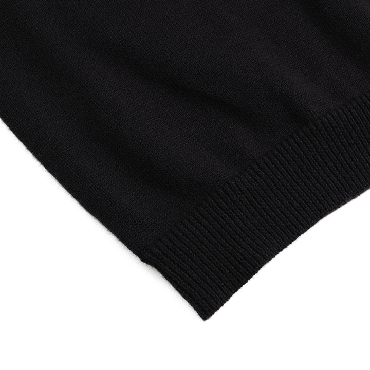Cardigan da donna nero minimalista in maglia con arte moderna