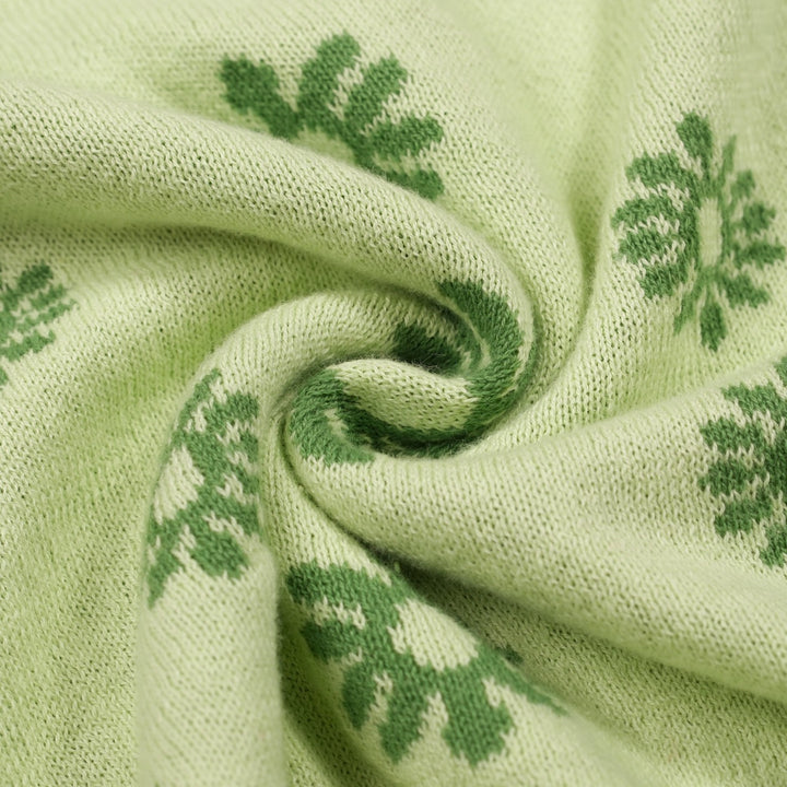 Women's Green Fresh Daisy Tie-Front Knit Half-Sleeve T-Shirt