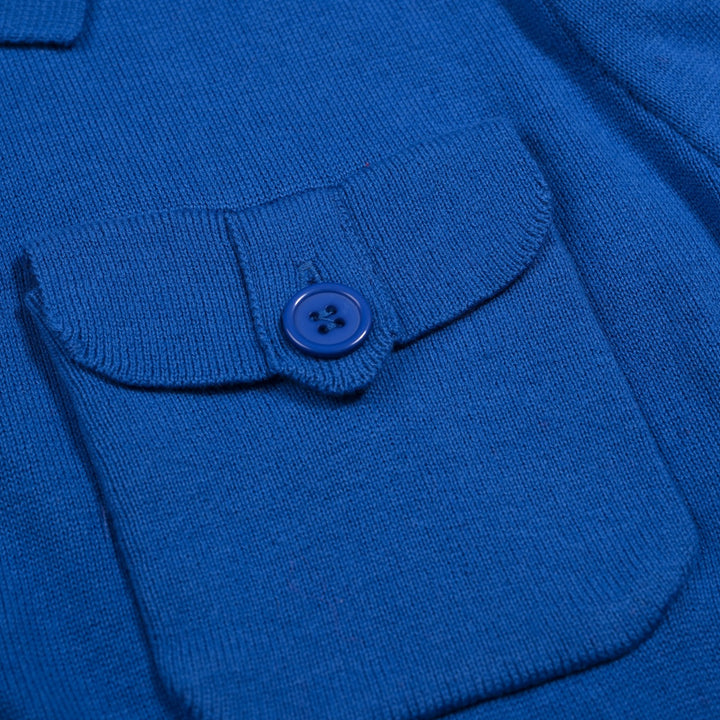 Women's Blue 60s Mod Girl Knit Cardigan - Cropped Length