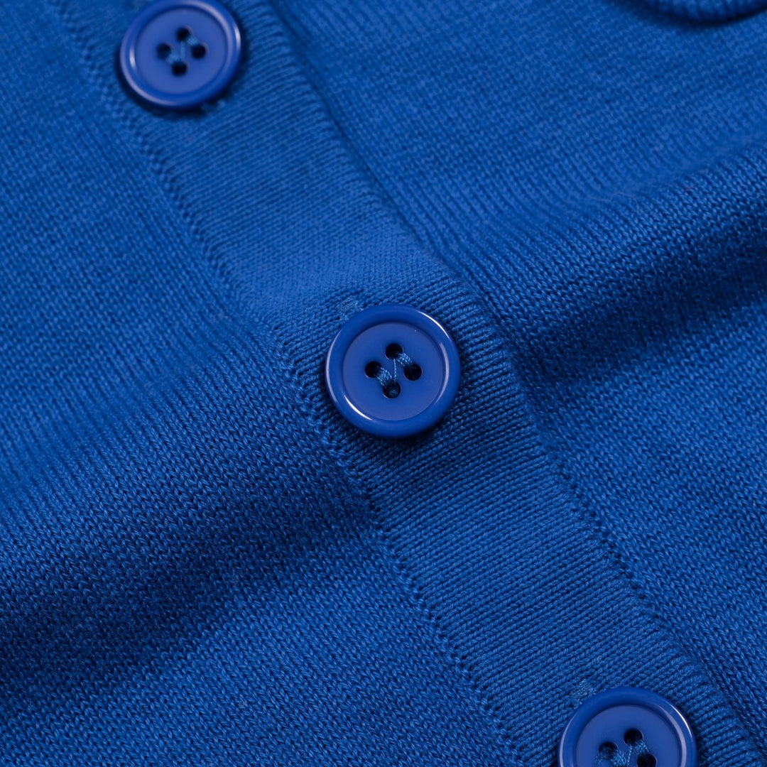 Women's Blue 60s Mod Girl Knit Cardigan - Cropped Length