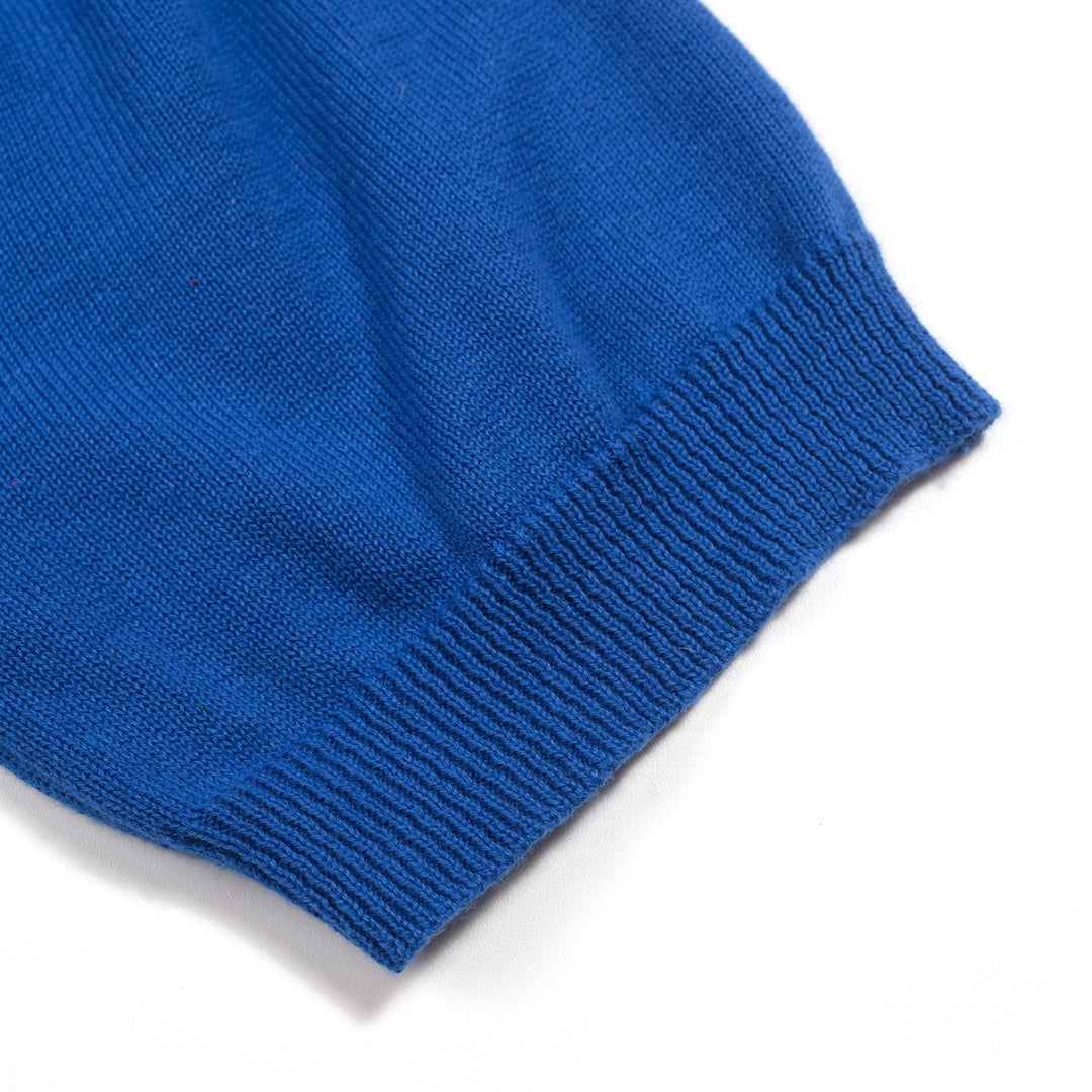 Women's Blue 60s Mod Girl Knit Cardigan - Cropped Length
