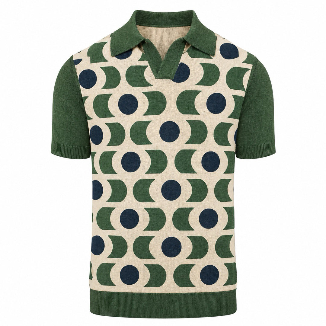 Aprikosrandig vintage Jacquard polostickad skjorta för män