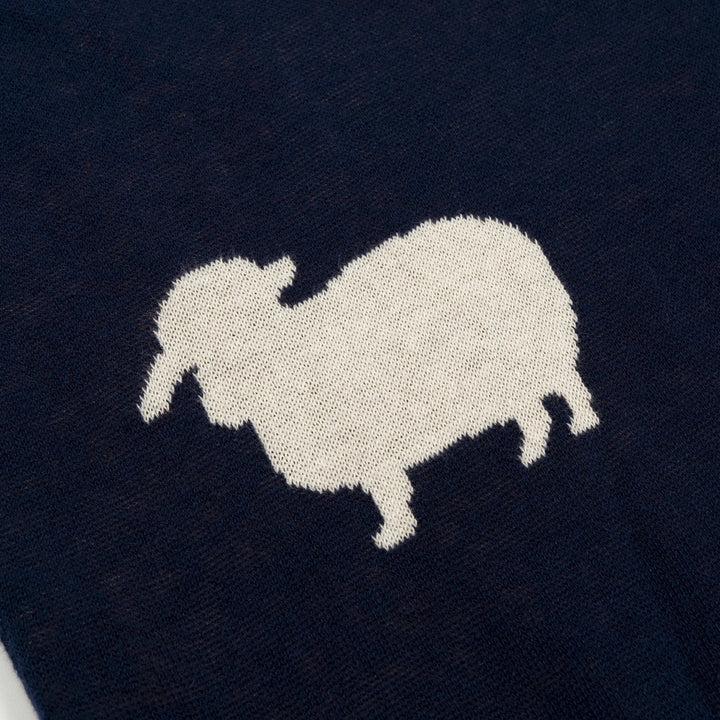 Herren Navyblaues Sheepdog Jacquard Strick-Poloshirt