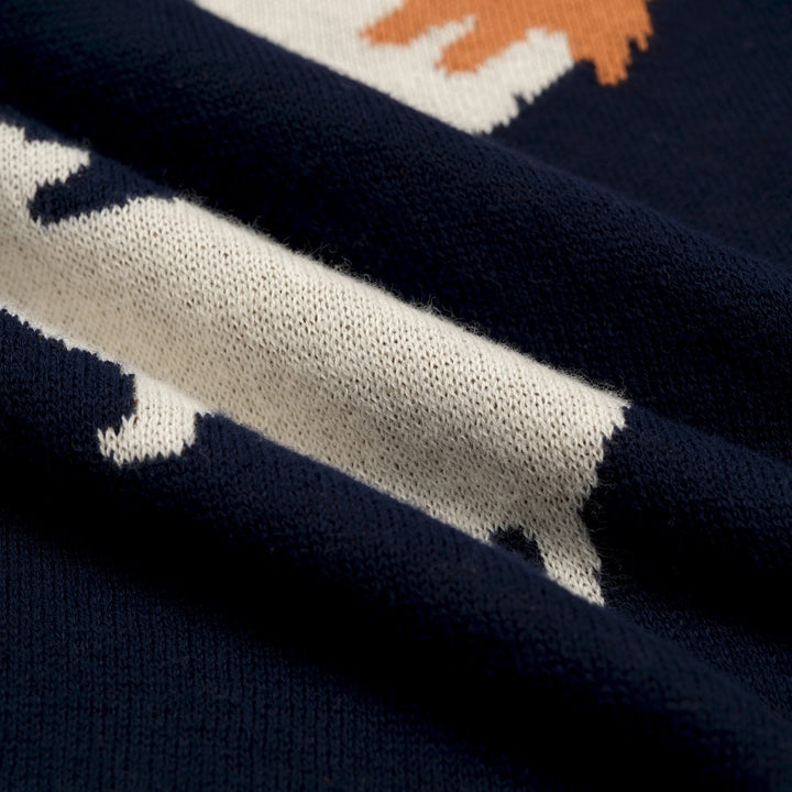 Herren Navyblaues Sheepdog Jacquard Strick-Poloshirt
