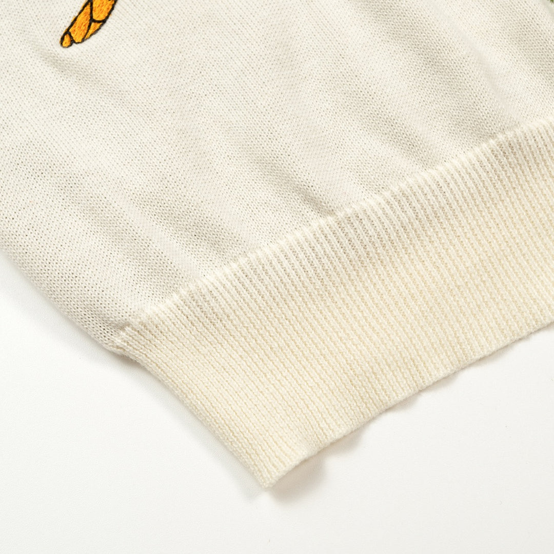 Dam T-shirt med 60-tals folkart, broderad katt och larv, kort ärm