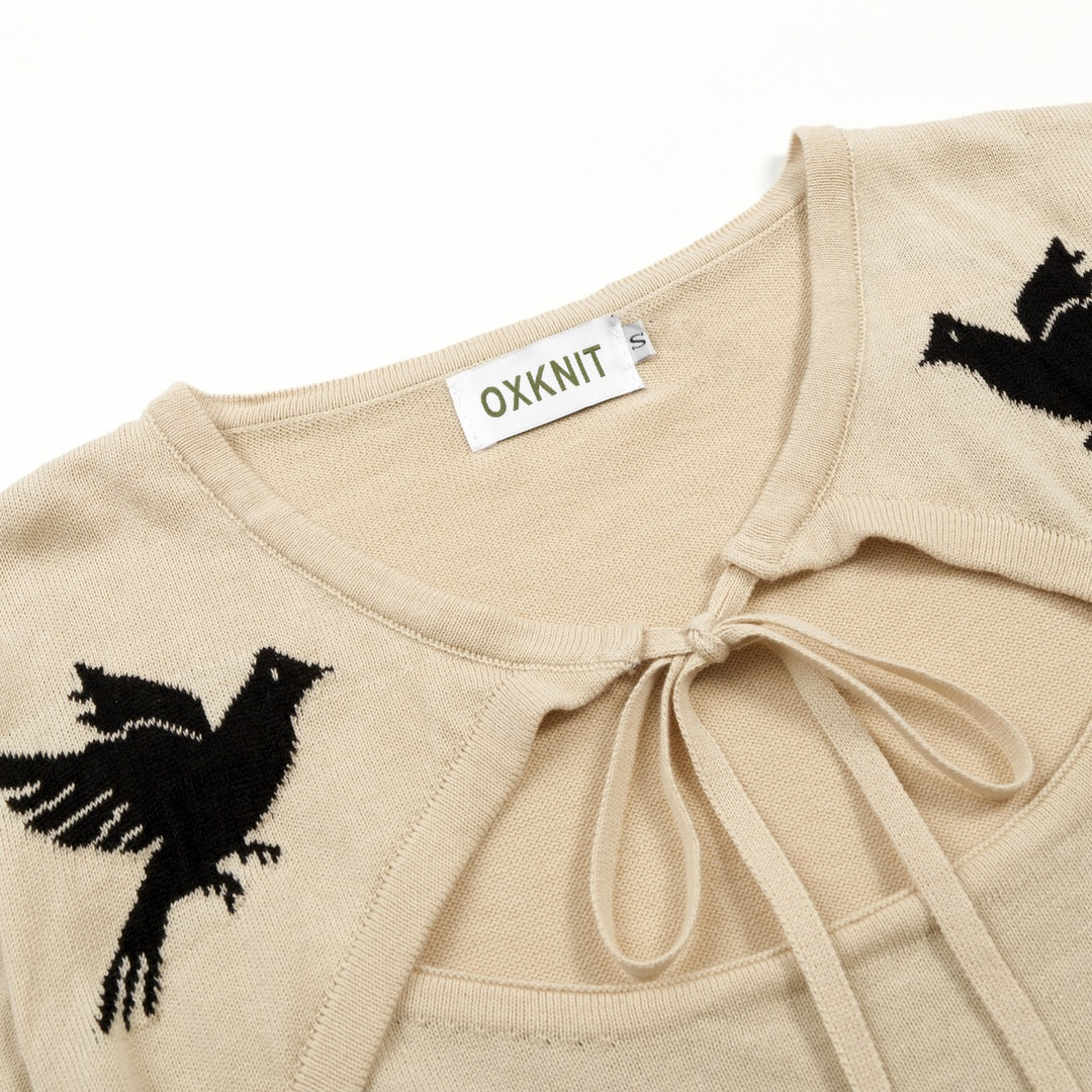 Maglietta da donna khaki gotica cottagecore a maniche corte in maglia