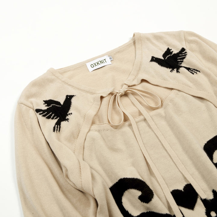 Maglietta da donna khaki gotica cottagecore a maniche corte in maglia