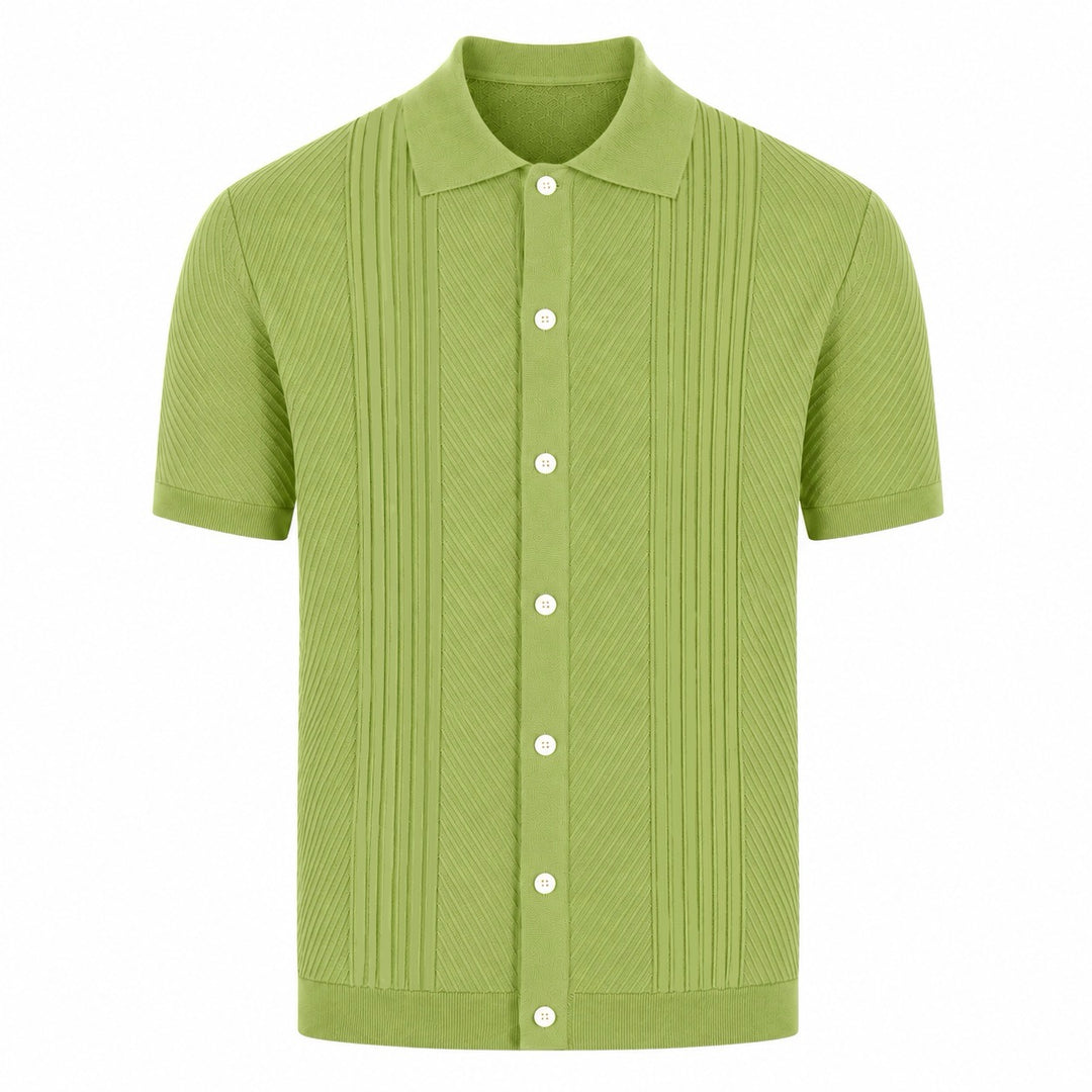 Polo de punto jacquard vintage a rayas color albaricoque para hombre