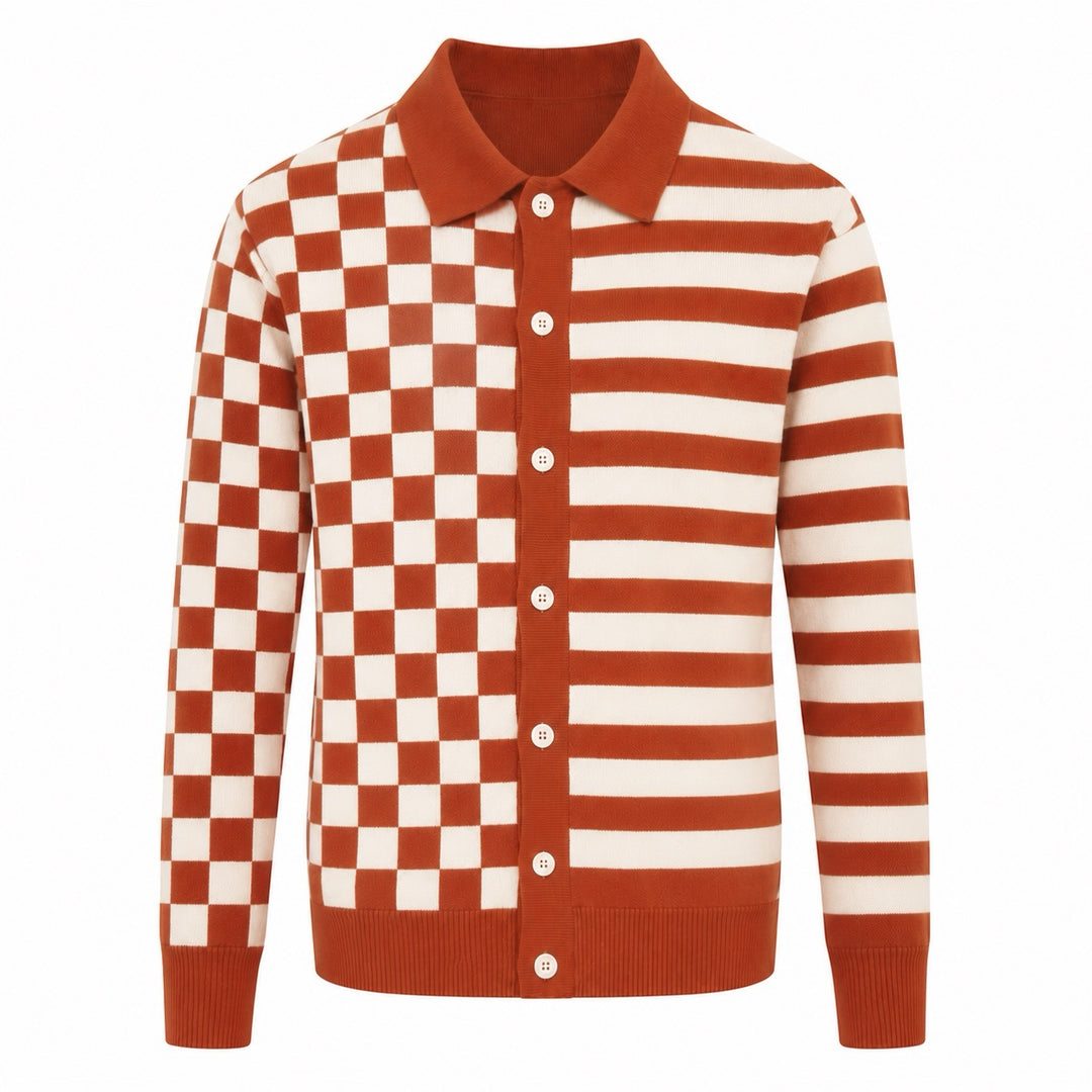 Abrikosstribet klassisk Jacquard Polo til mænd