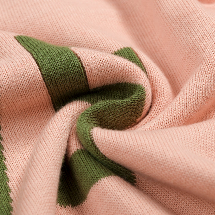 Women's Pink 70s Vintage Preppy Tie-Neck Polo Knit Sweater