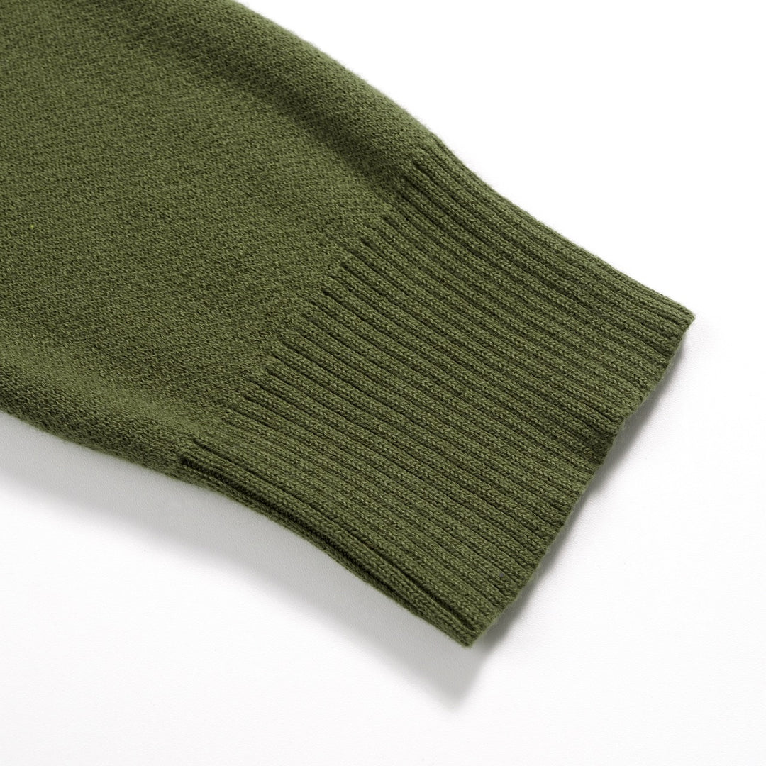 Women's Green Vintage Fun Hedgehog Crew Neck Shoulder Button Knit Sweater