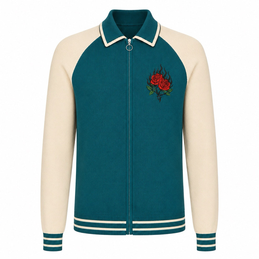 Abrikosstribet klassisk Jacquard Polo til mænd