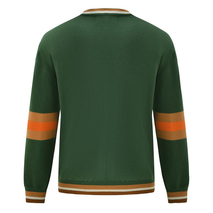 Men's Green Vintage Fox Embroidered Collegiate Knit