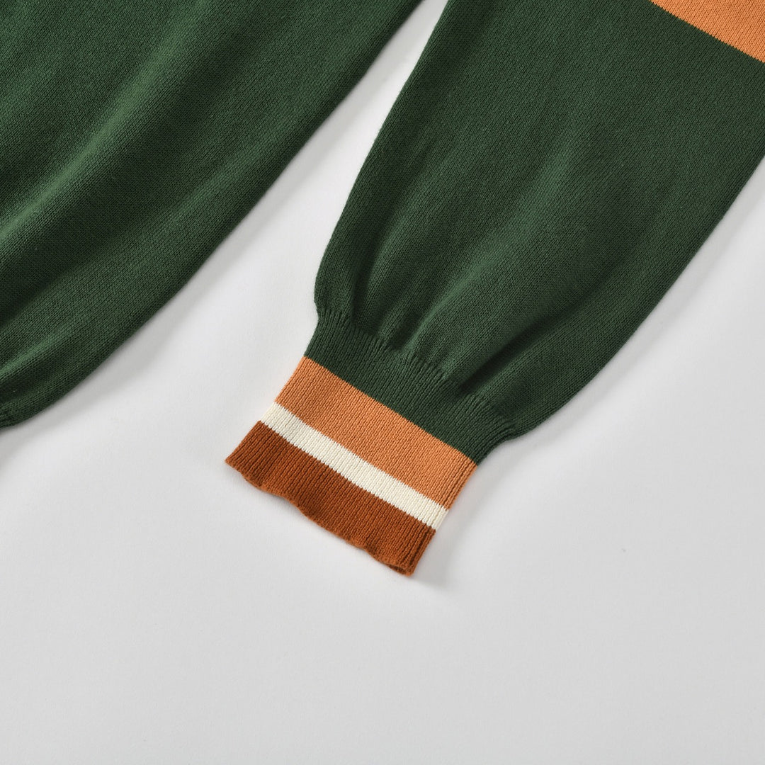 Men's Green Vintage Fox Embroidered Collegiate Knit