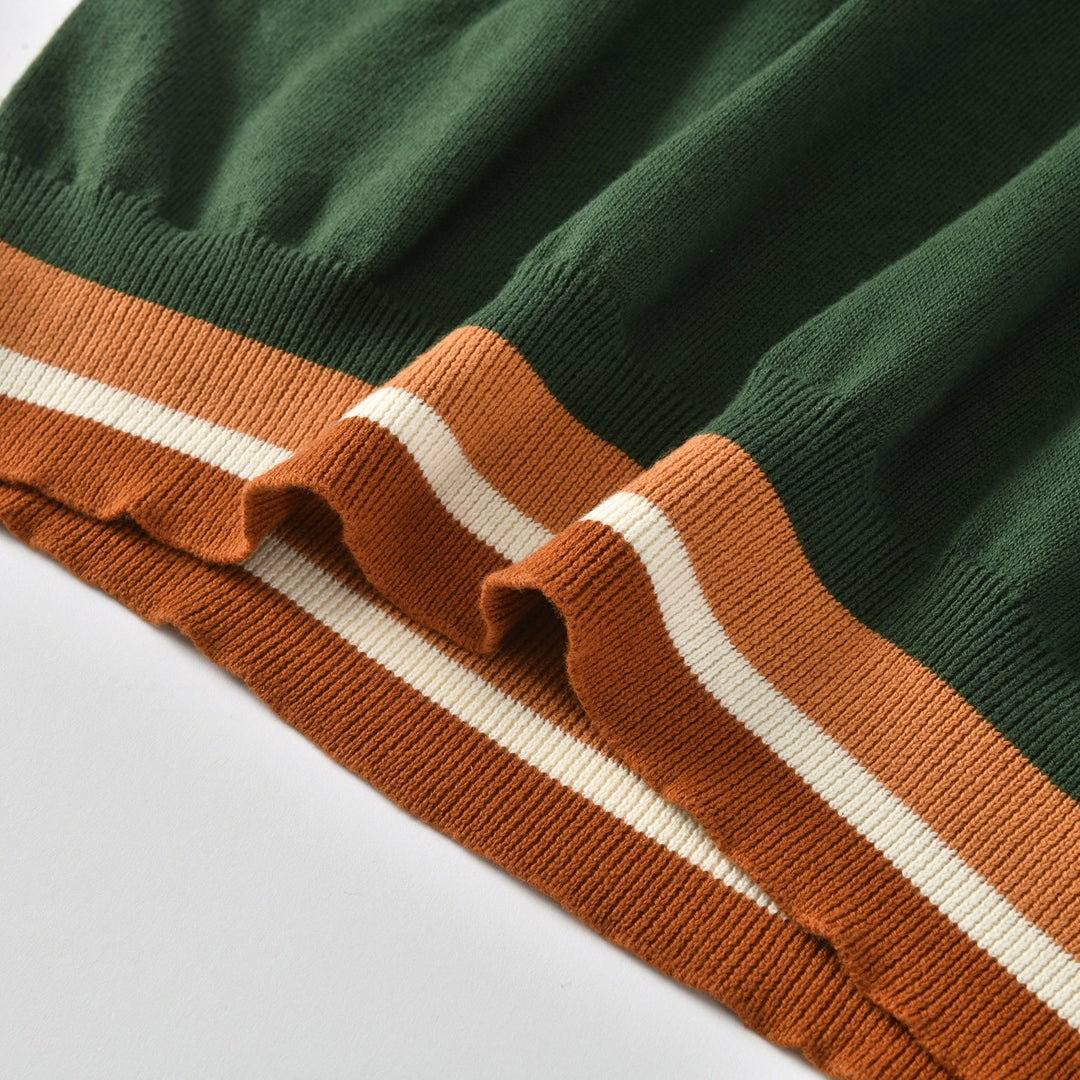 Men's Green Vintage Fox Embroidered Collegiate Knit