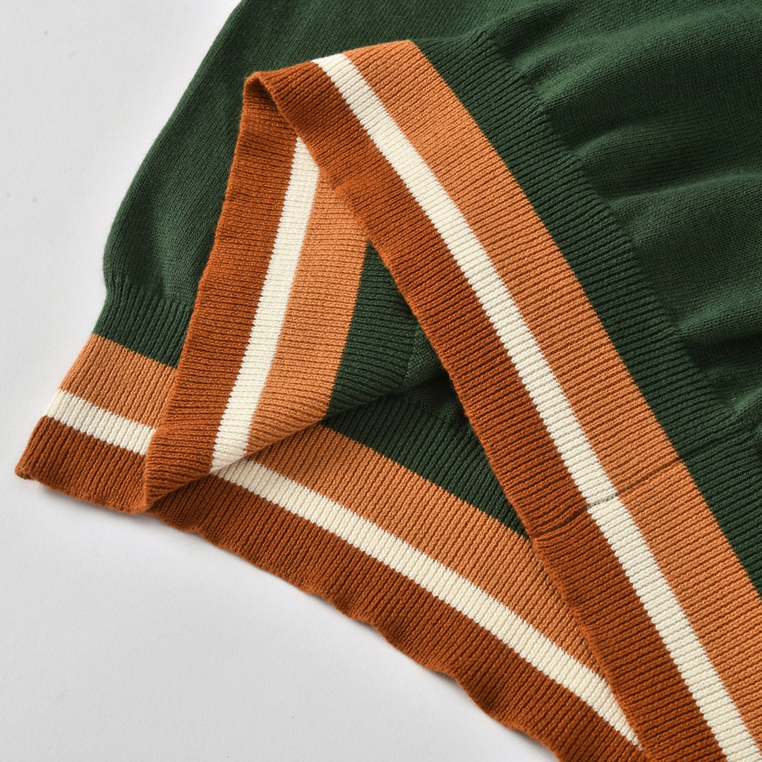 Men's Green Vintage Fox Embroidered Collegiate Knit