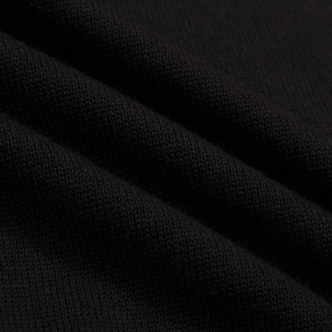 Men's Black Retro Gentleman Stripe Polo Knit T-Shirt
