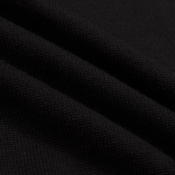 Men's Black Retro Gentleman Stripe Polo Knit T-Shirt