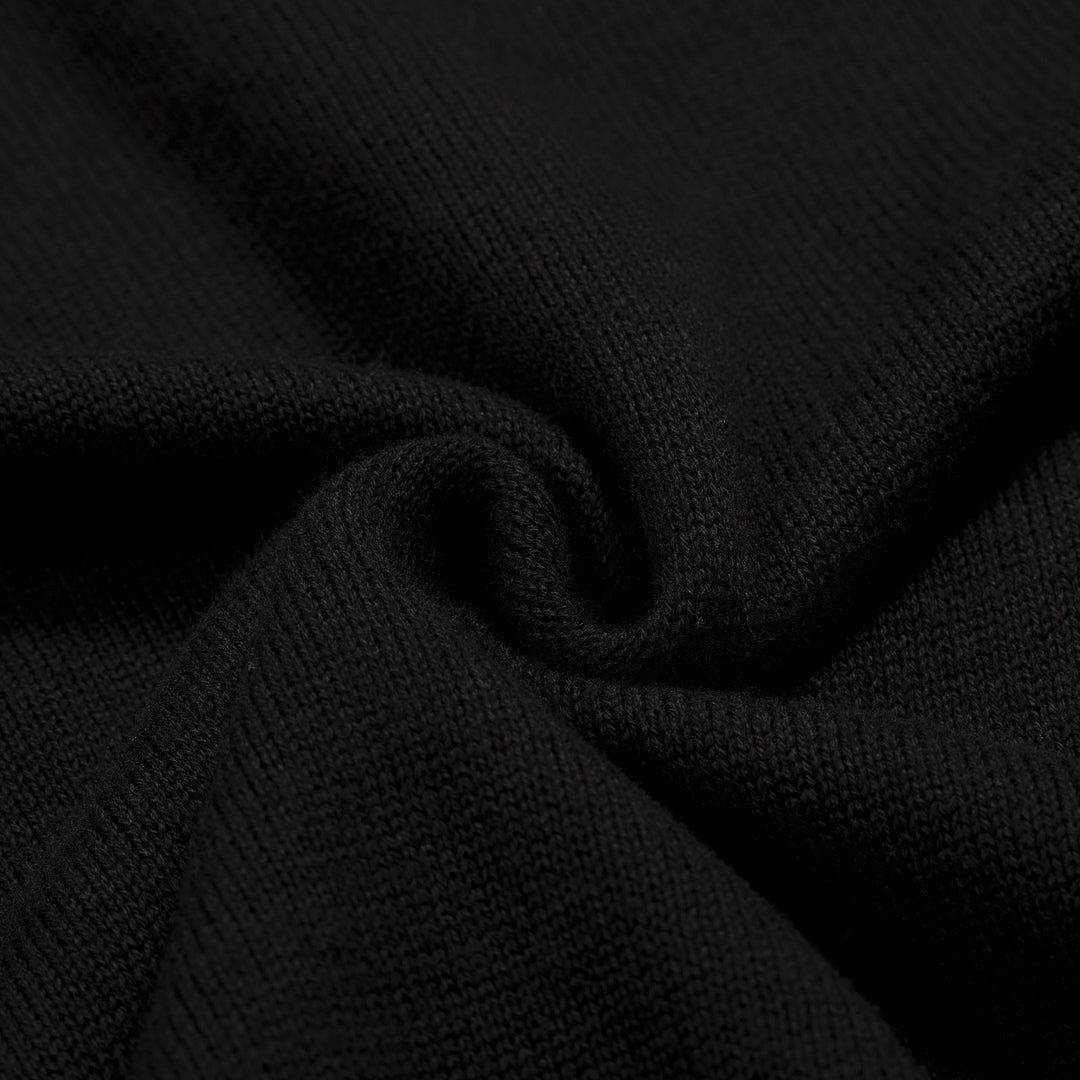 Men's Black Retro Gentleman Stripe Polo Knit T-Shirt
