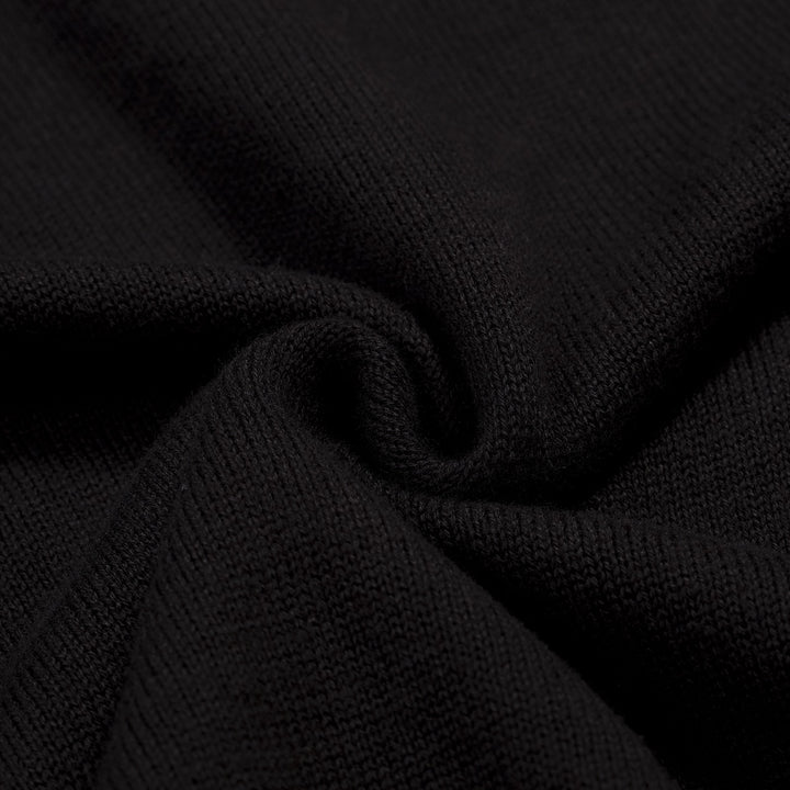 Men's Black Retro Gentleman Stripe Polo Knit T-Shirt