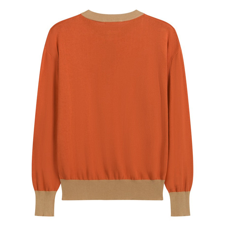 Jersey Naranja Vintage de Mujer con Tejido Jacquard de Caniche